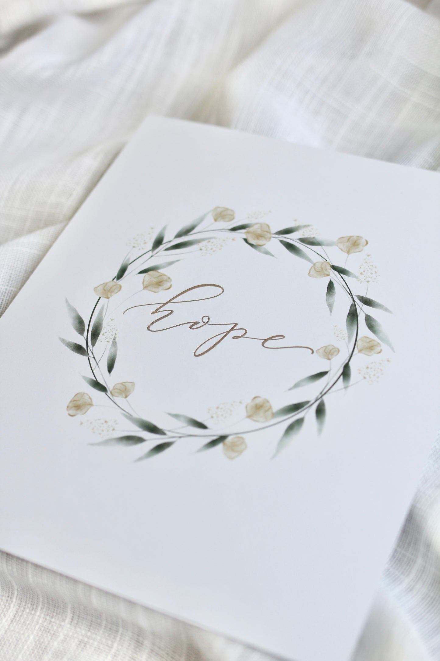 watercolor wreath print  |  "hope"