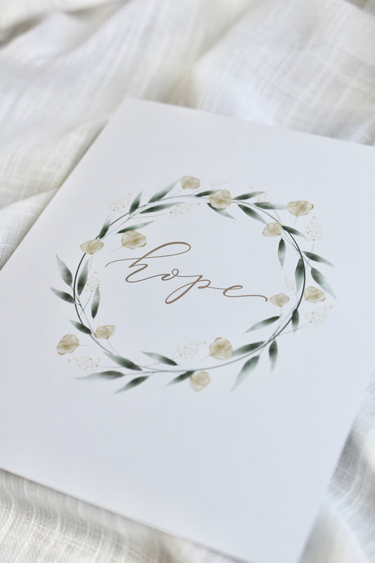 watercolor wreath print  |  "hope"