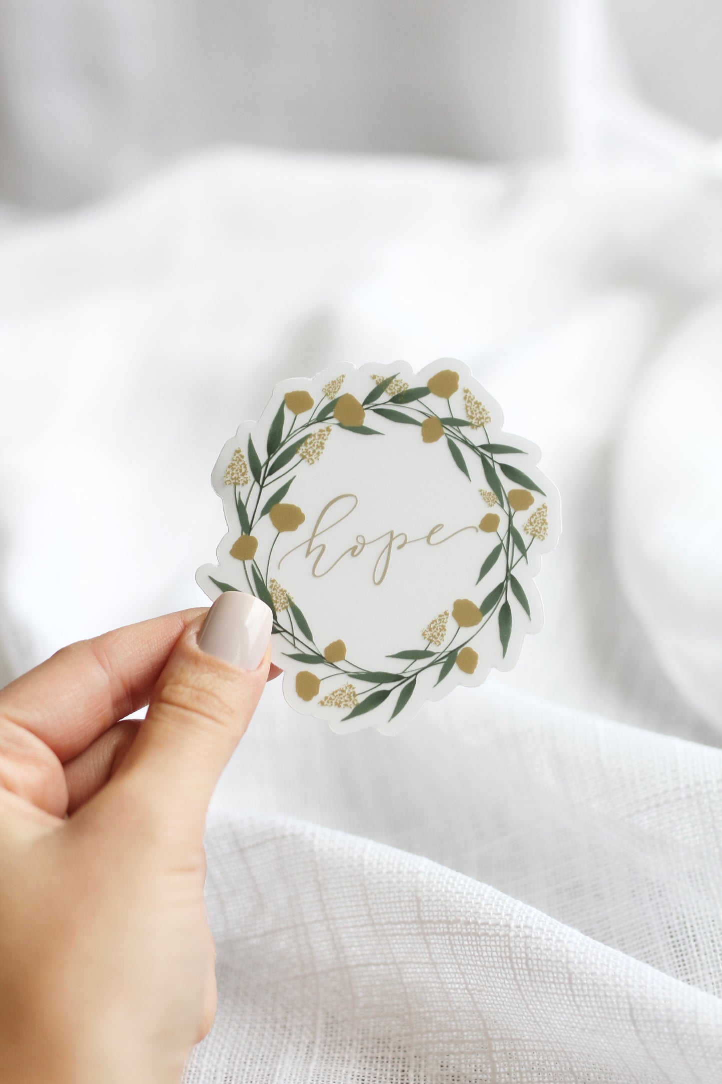 "hope" watercolor wreath sticker