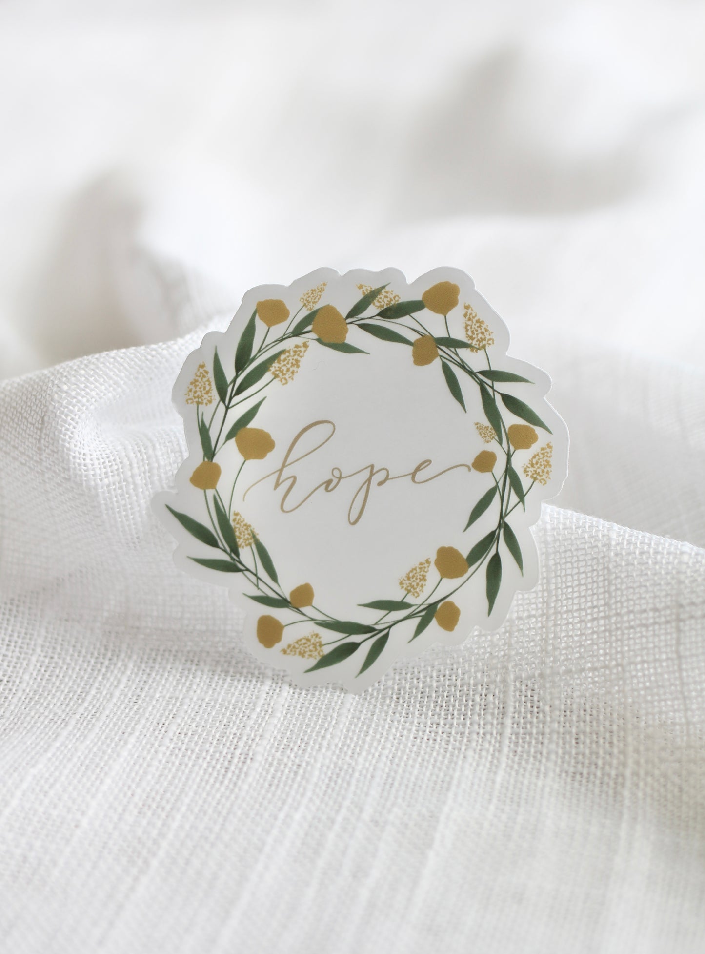 "hope" watercolor wreath sticker