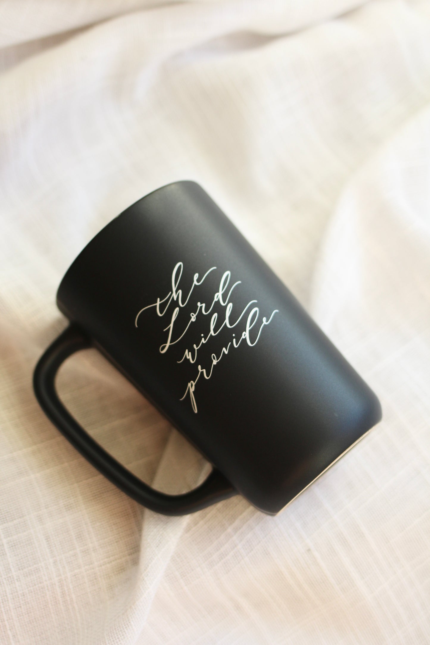 "the Lord will provide" | black matte mug