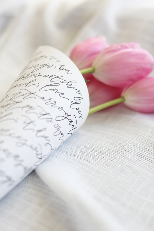 Elegant Calligraphy Script | Scripture Lettering | 1 Corinthians 13:4-7 | Digital Print