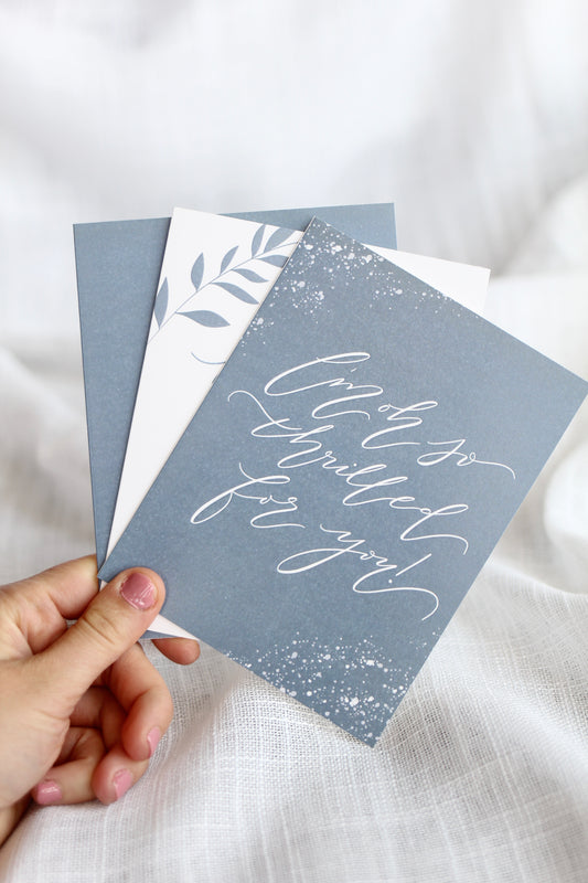 Assorted Congratulatory Card Set | Elegant Speckled Blue Stationery