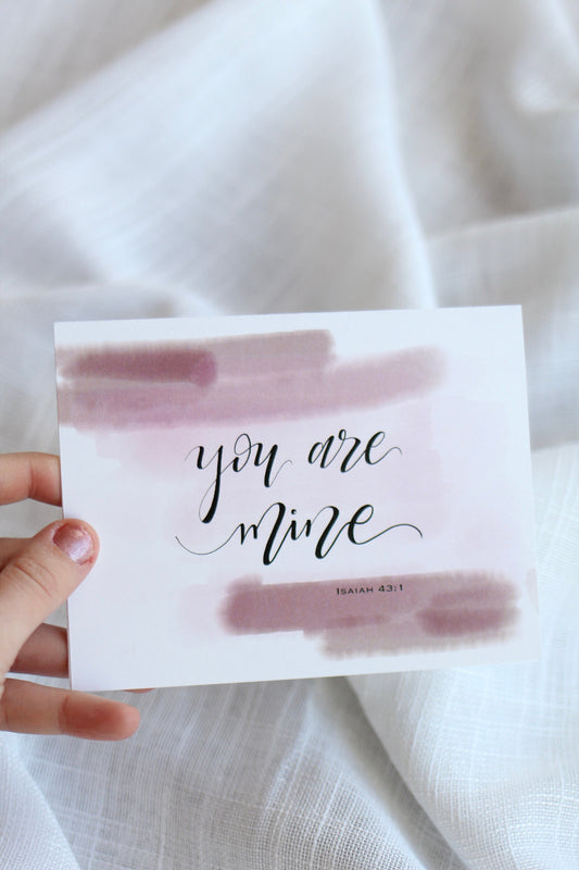Scripture Valentine's Cards || "you are mine" Isaiah 43:1 || Elegant Hand Lettered Stationery Set | 10-pack w/ envelopes