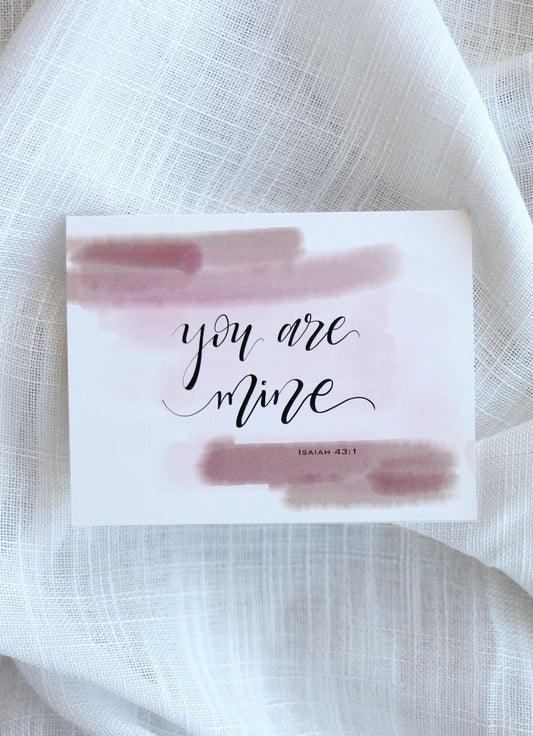 Scripture Valentine's Cards || "you are mine" Isaiah 43:1 || Elegant Hand Lettered Stationery Set | 10-pack w/ envelopes
