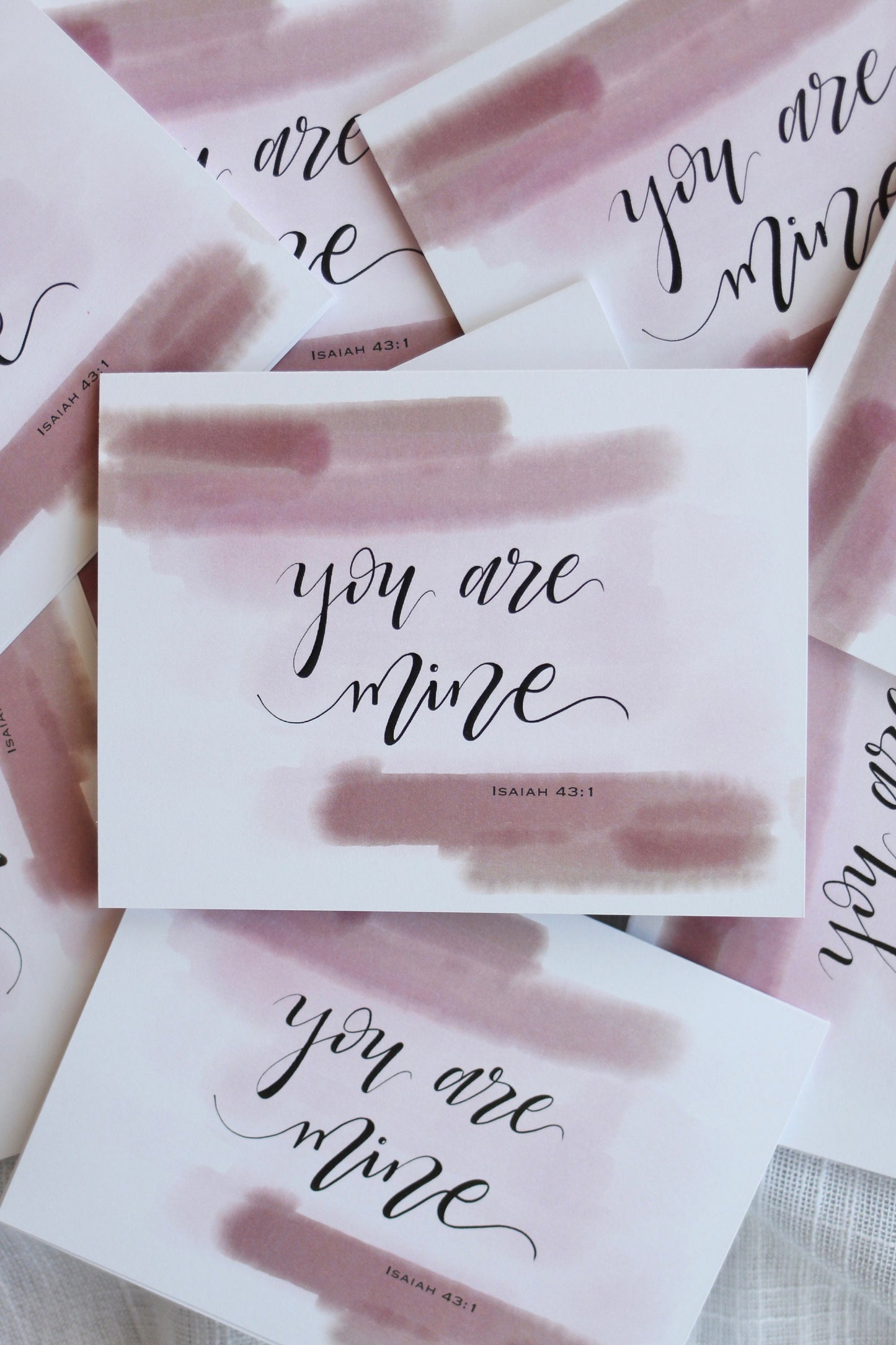 Scripture Valentine's Cards || "you are mine" Isaiah 43:1 || Elegant Hand Lettered Stationery Set | 10-pack w/ envelopes