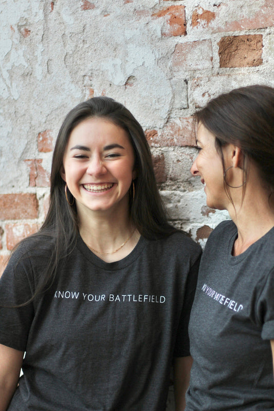 Ephesians 6:12 |  KNOW YOUR BATTLEFIELD t-shirts | Dark grey heather | Unisex