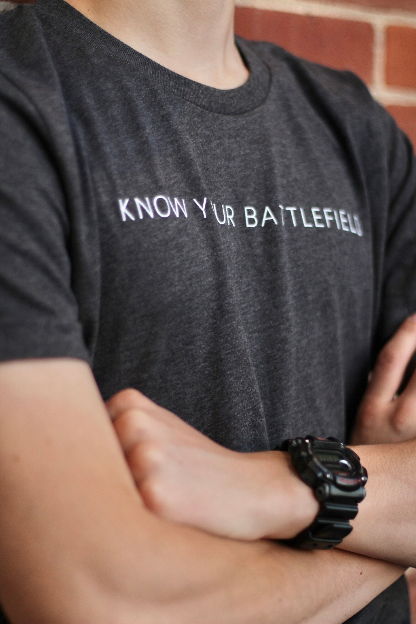 Ephesians 6:12 |  KNOW YOUR BATTLEFIELD t-shirts | Dark grey heather | Unisex