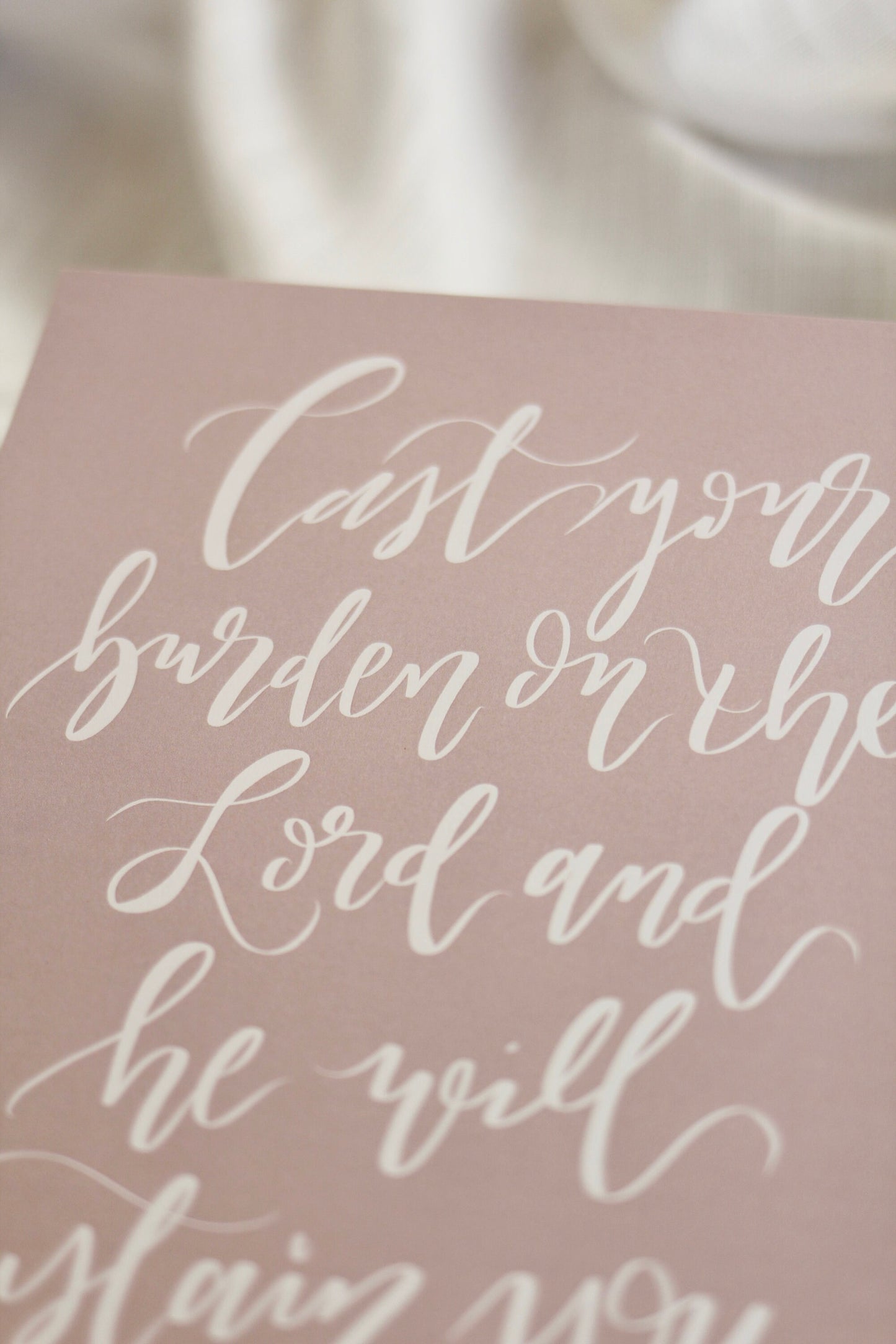 Digital Download - "cast your burden" Scripture Print | Elegant White Lettering