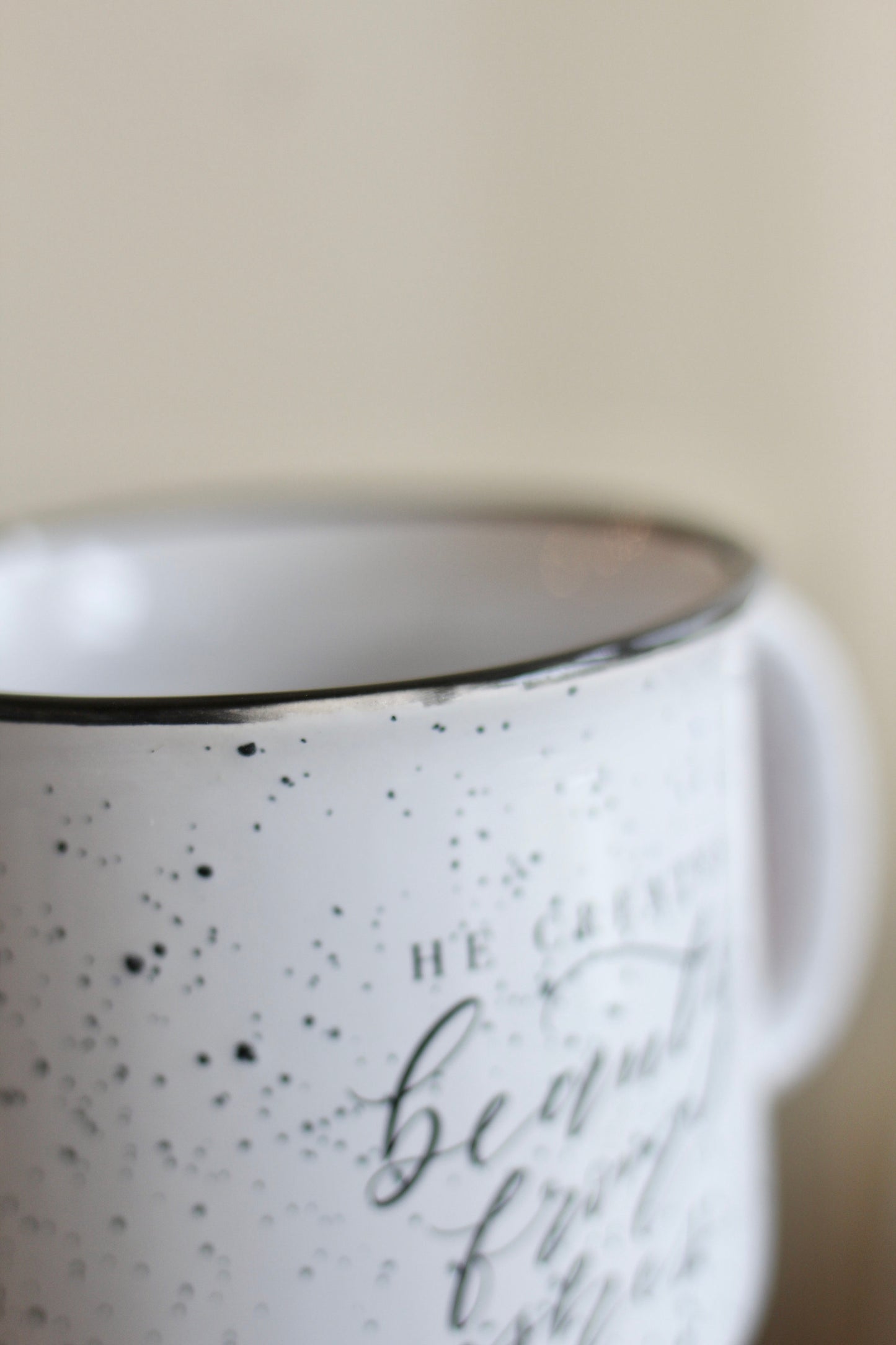 Clearance!  15 oz. White Camper Mug || "He creates beauty from ashes" || slightly blemished mugs