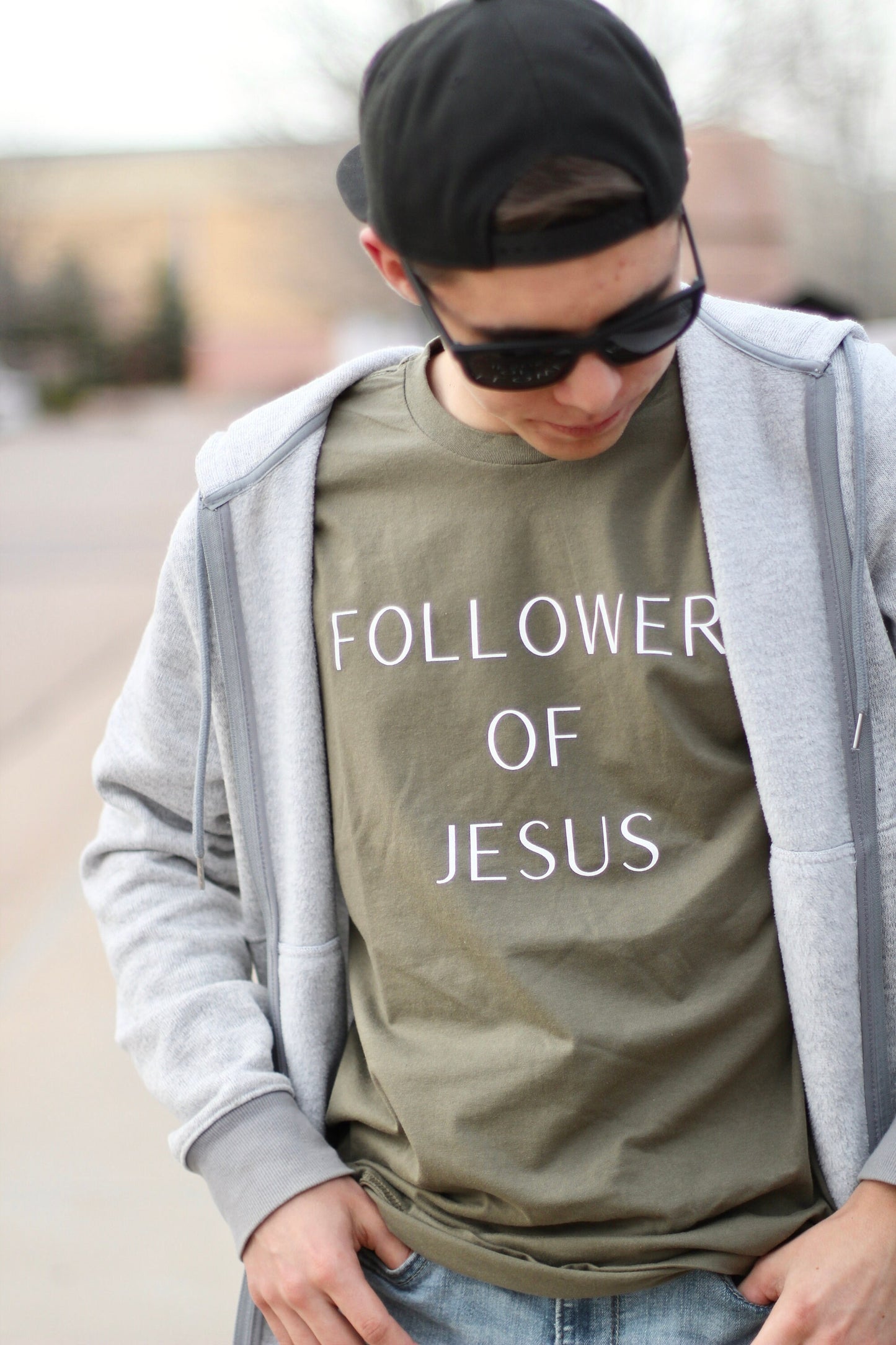 FOLLOWER OF JESUS - Army Green Unisex T-shirt
