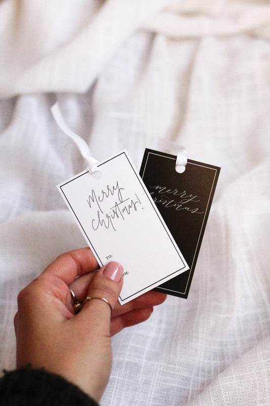 Black + White Christmas Gift Tags