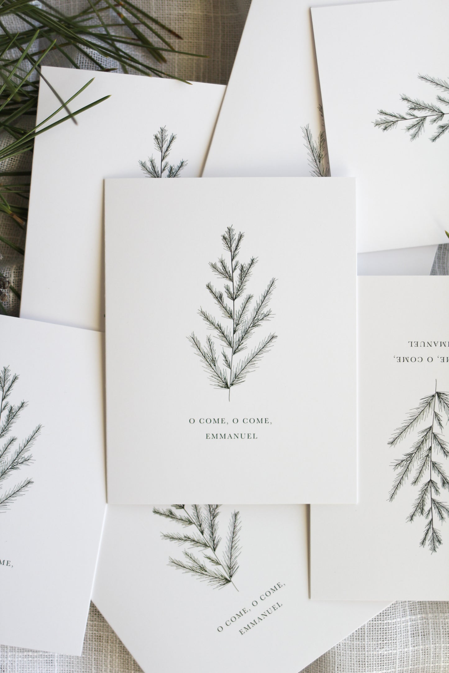 "o come, o come, Emmanuel" | pine Christmas cards