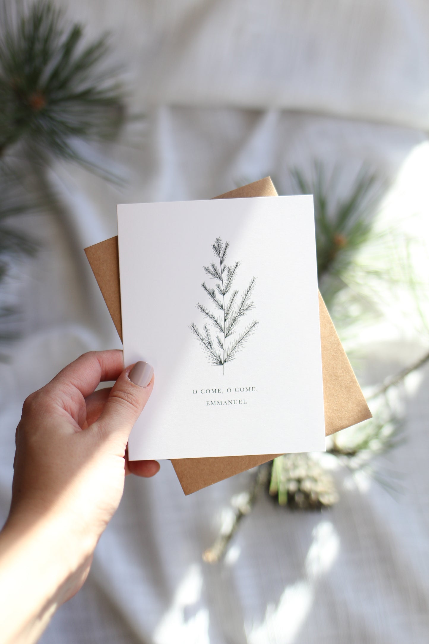 "o come, o come, Emmanuel" | pine Christmas cards