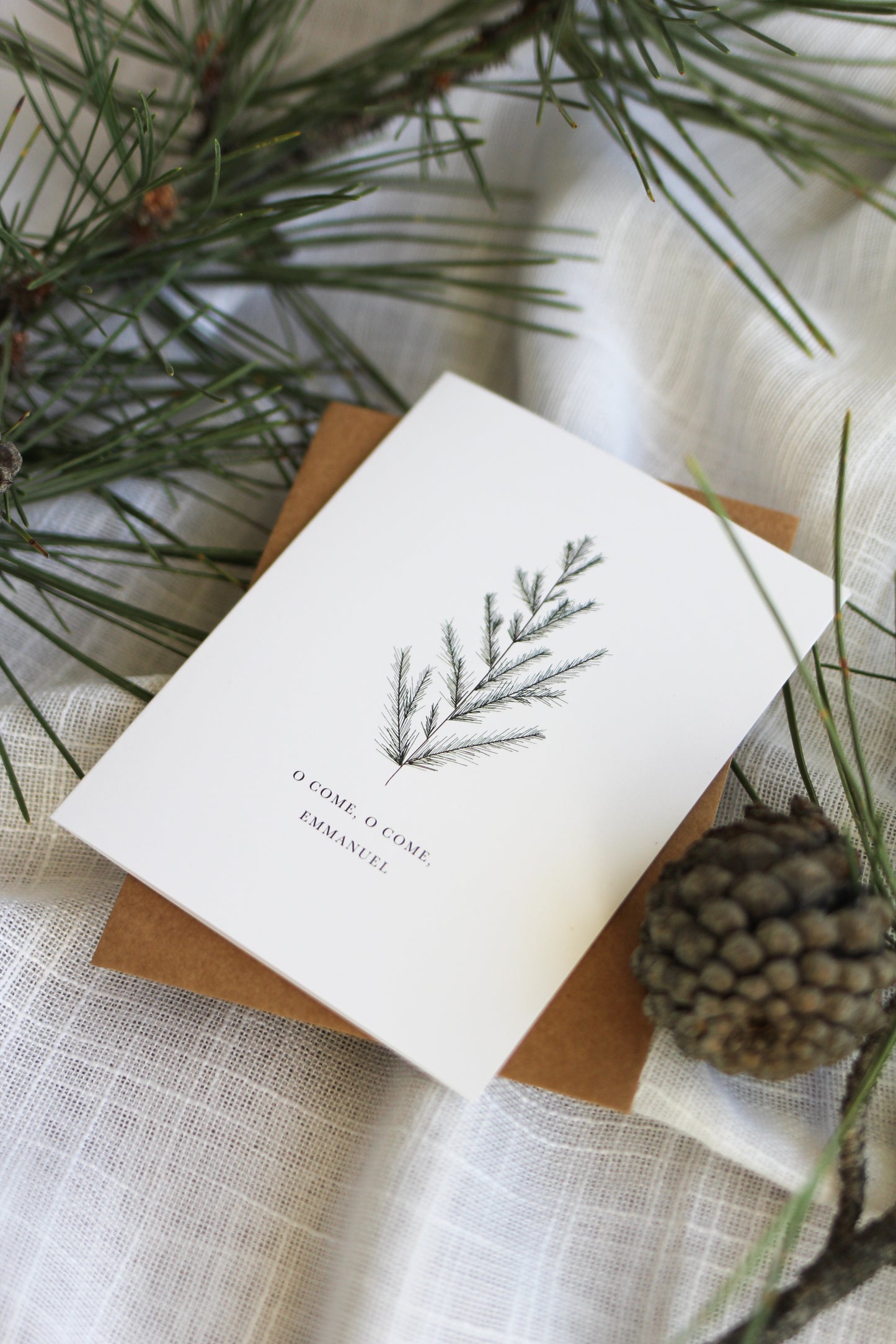 "o come, o come, Emmanuel" | pine Christmas cards