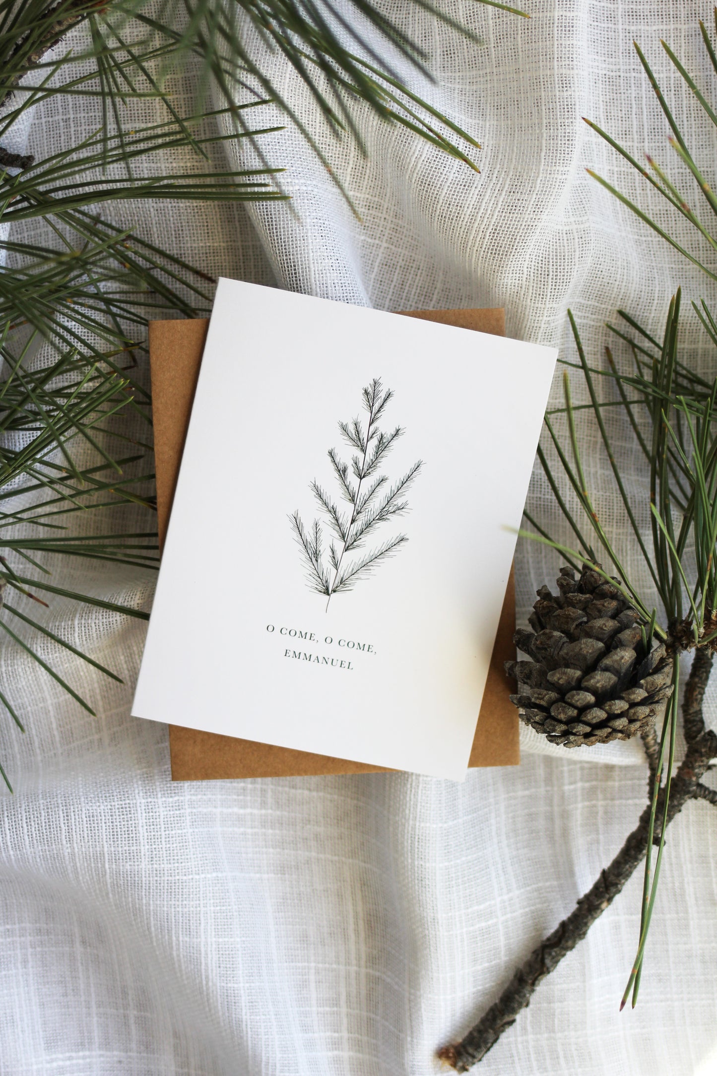 "o come, o come, Emmanuel" | pine Christmas cards