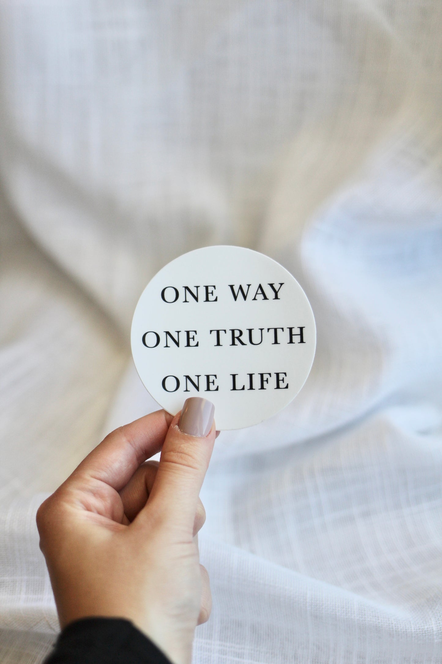 one way + truth + life | round sticker