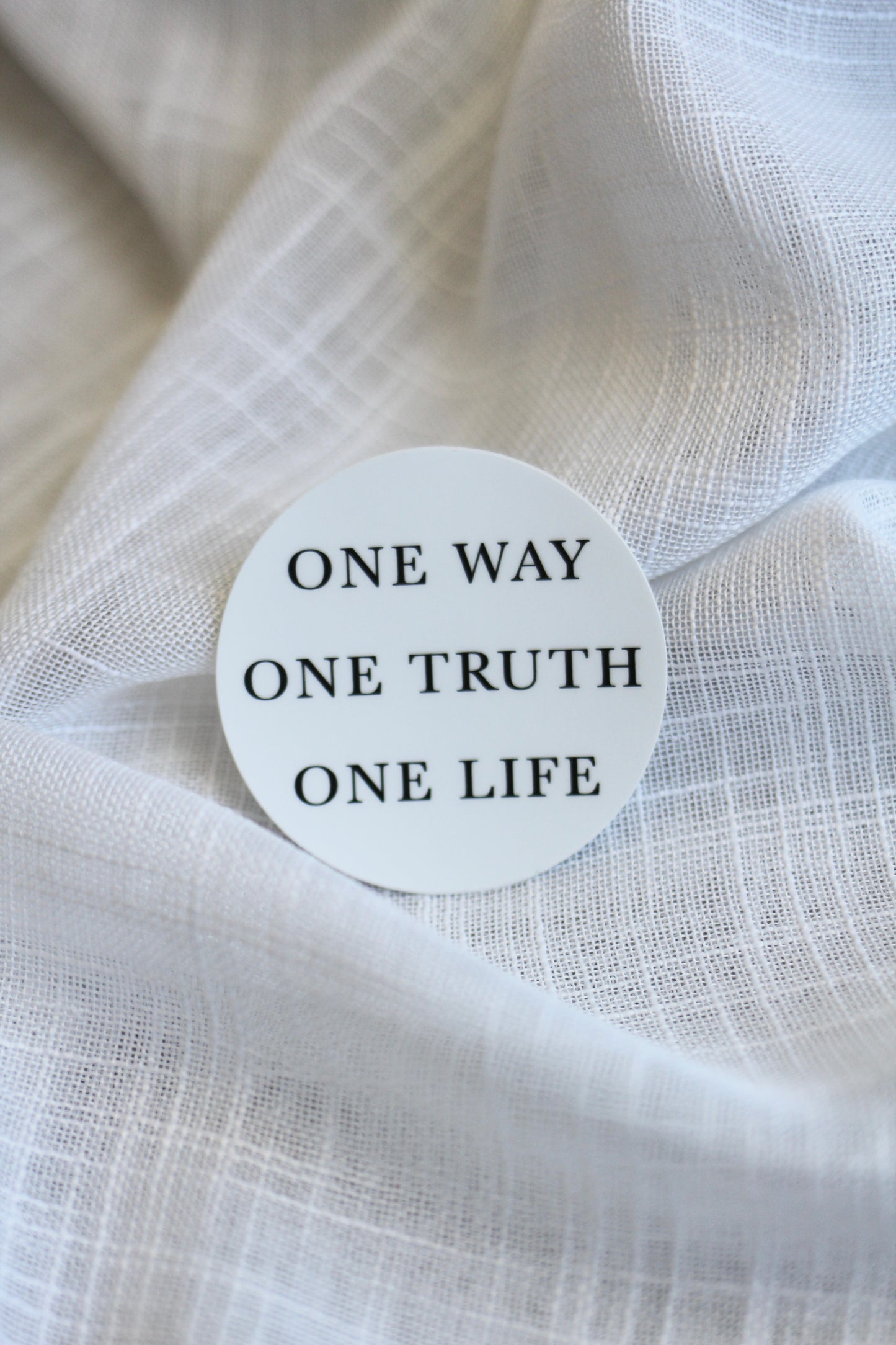 one way + truth + life | round sticker