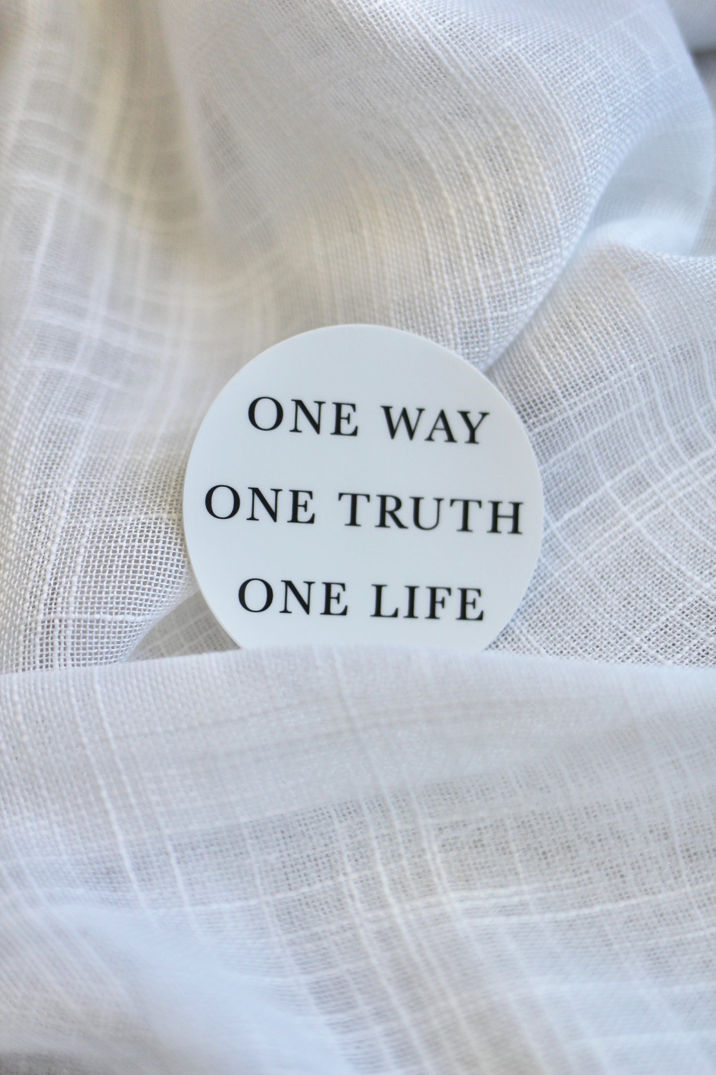 one way + truth + life | round sticker