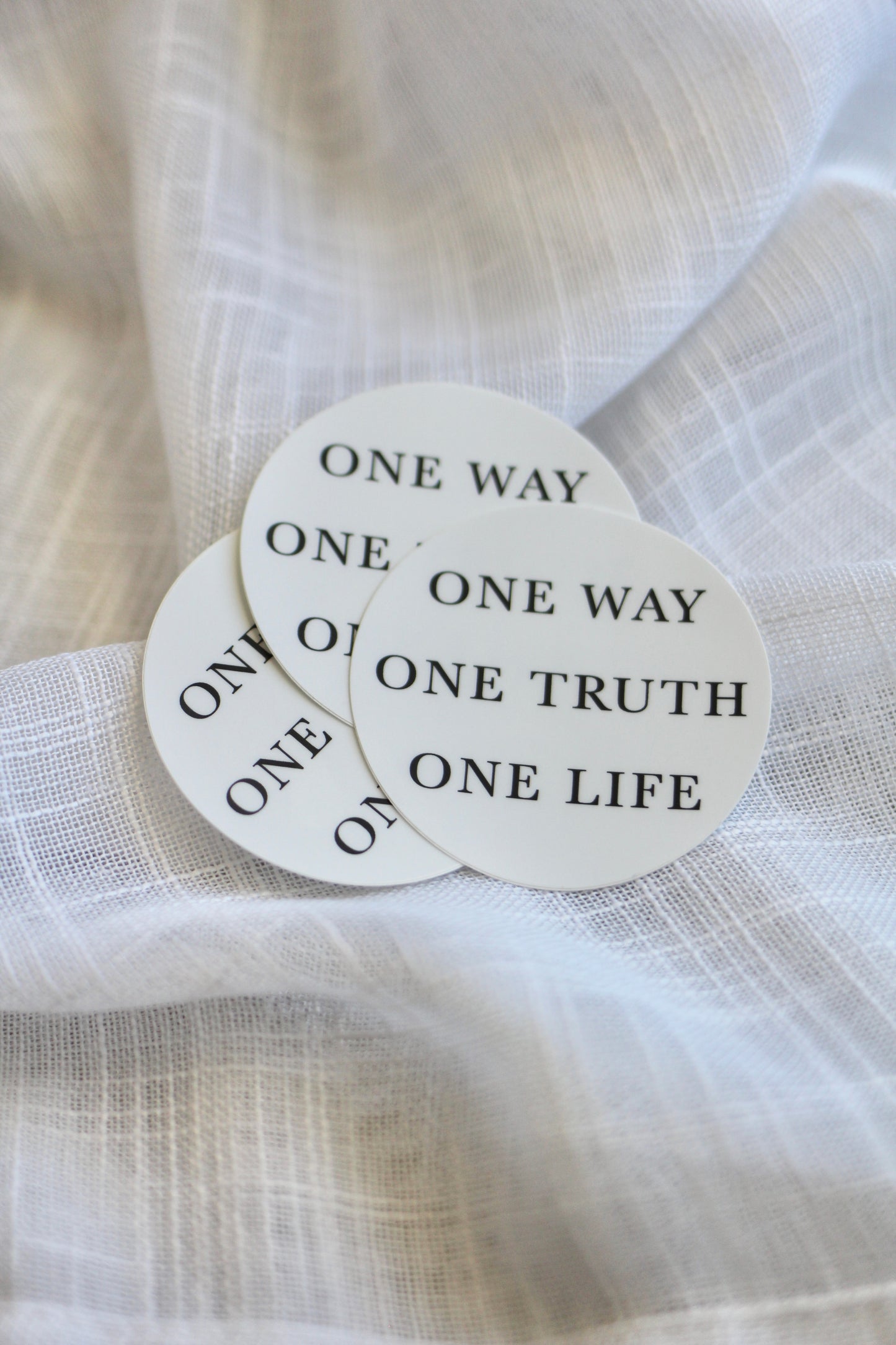 one way + truth + life | round sticker