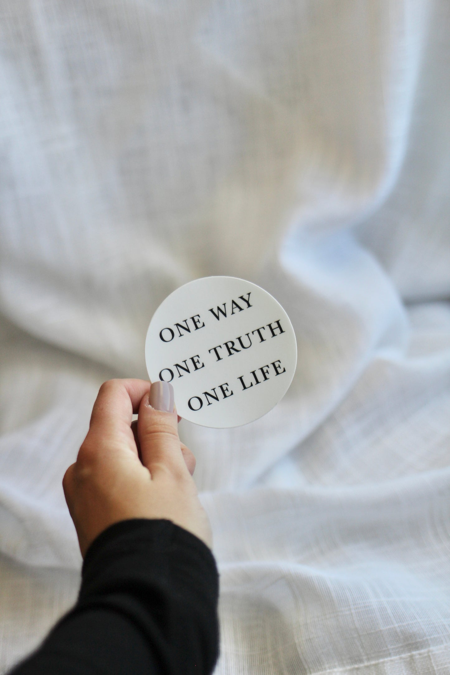 one way + truth + life | round sticker