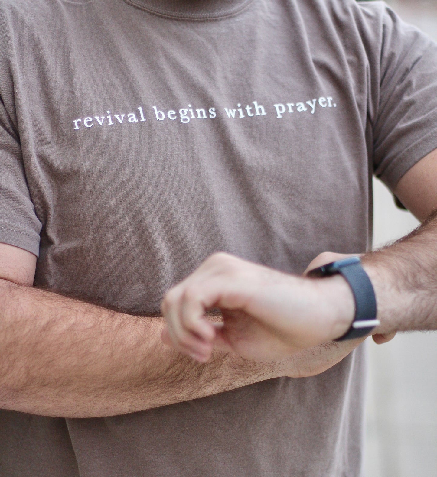 "revival begins with prayer" | washed tee