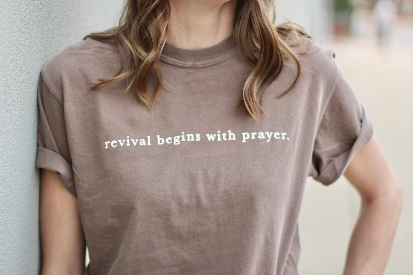 "revival begins with prayer" | washed tee