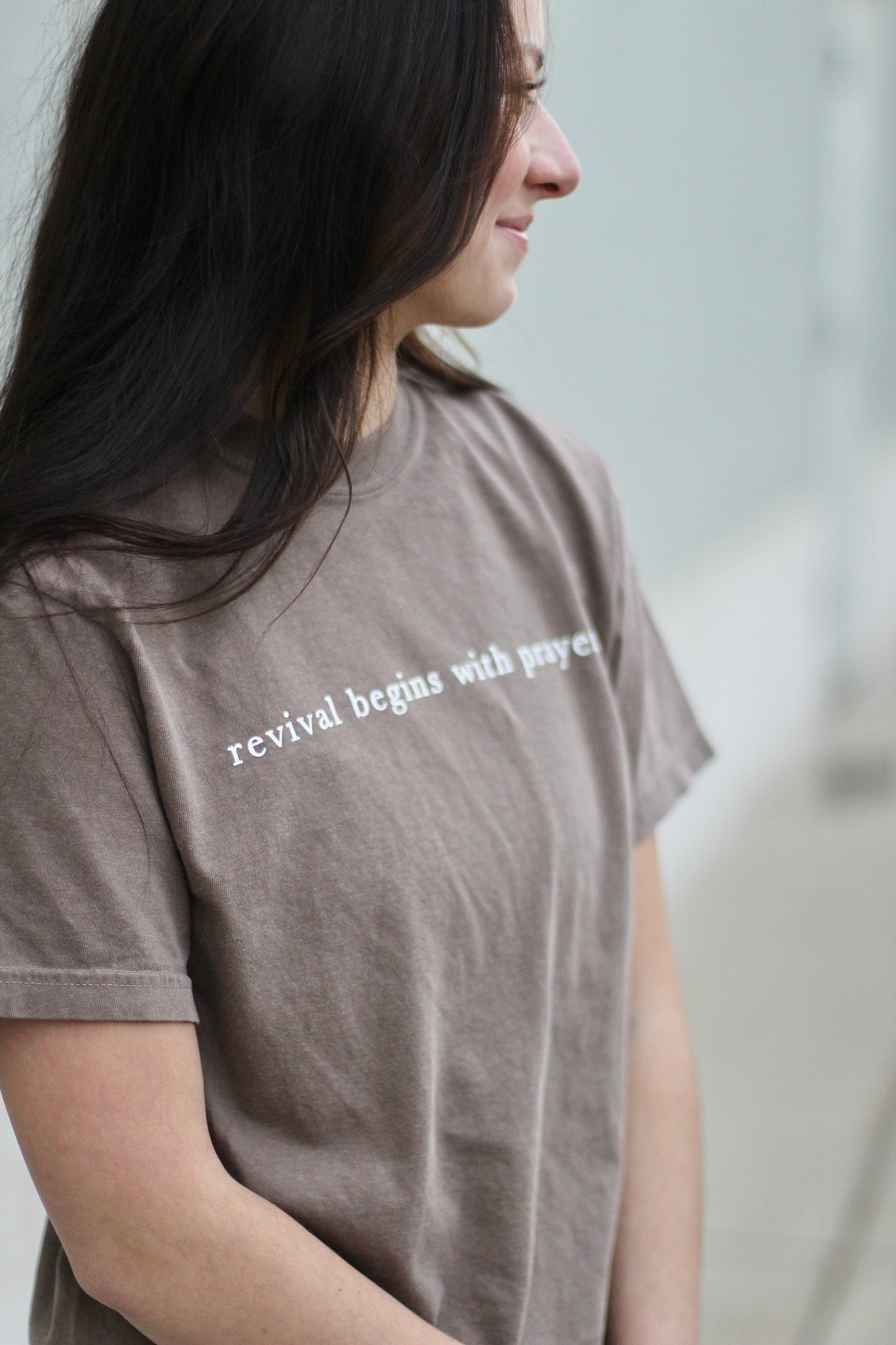 "revival begins with prayer" | washed tee