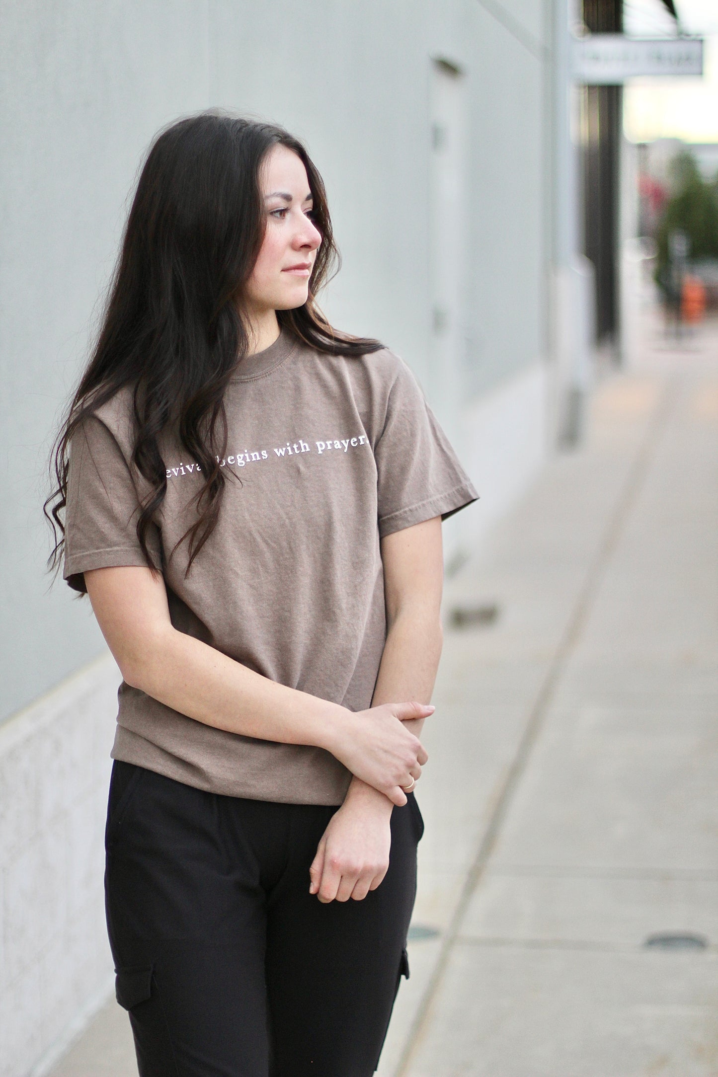 "revival begins with prayer" | washed tee