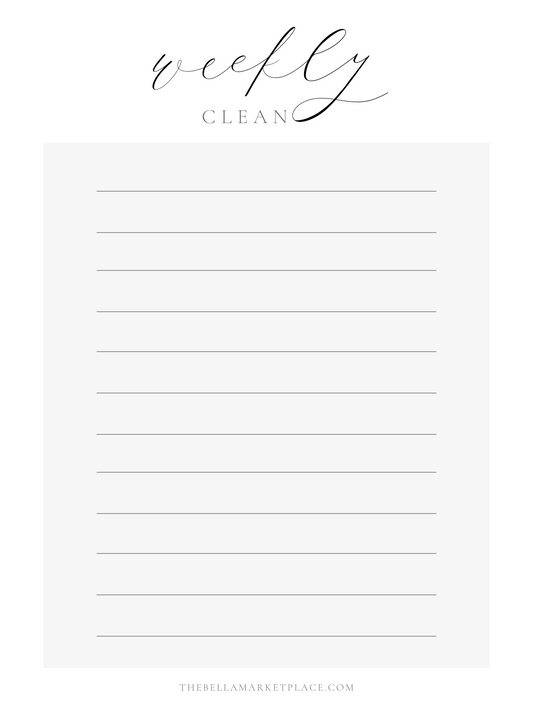 Weekly Cleaning List (lined) | digital download