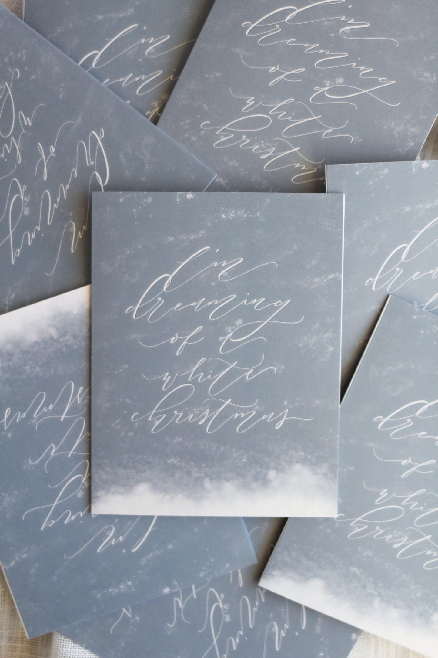 "white christmas" | elegant blue Christmas cards