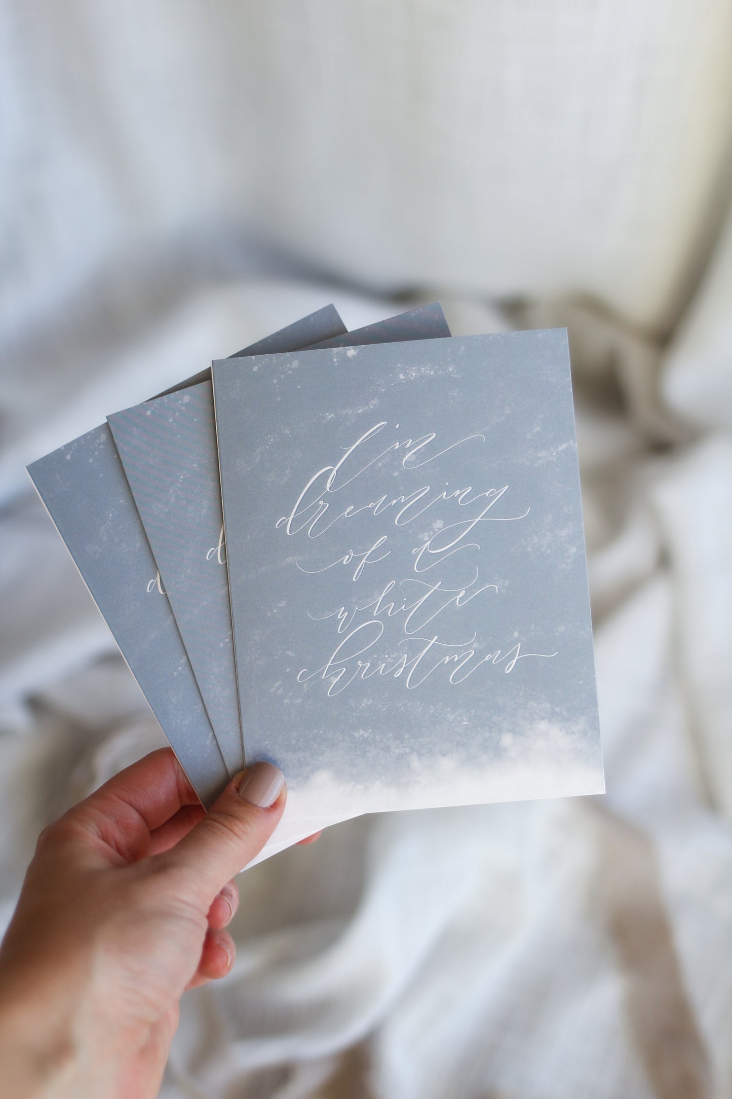 "white christmas" | elegant blue Christmas cards