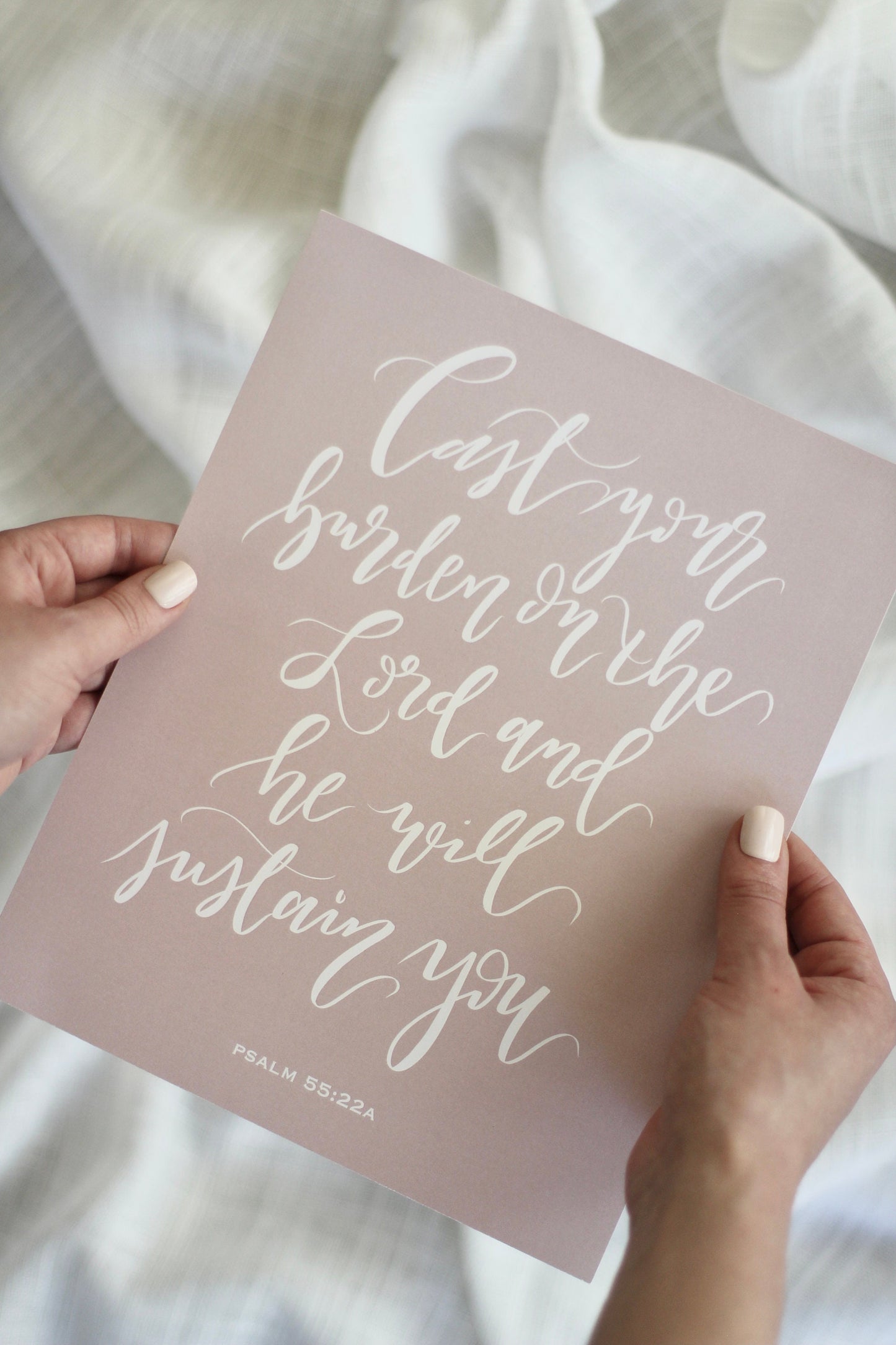 Digital Download - "cast your burden" Scripture Print | Elegant White Lettering